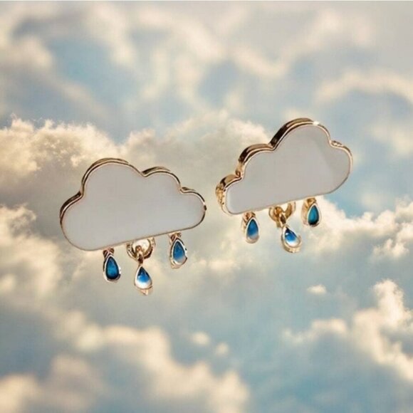 RAIN CLOUD ENAMEL STUD EARRINGS - Picture 4 of 6